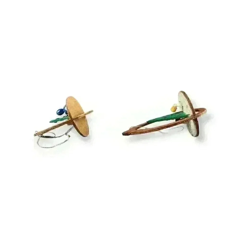 Vintage Wooden Diorama Folk Art Wood Christmas Ornaments (Pair) Bird & Snowman - Picture 3 of 6